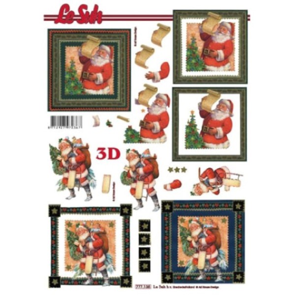 Carte 3D à découper - Père Noël liste de cadeaux - 777135 - Photo n°1