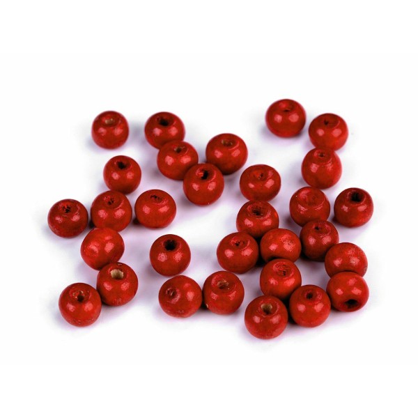 20g 7 Rouge en Bois Perles Rondes Ø8-9mm, des Bijoux, des Fournitures, de l'Artisanat, Perle, Perle - Photo n°1