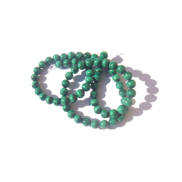 Malachite naturelle multicolore : 5 perles 6 MM de diamètre - Photo n°2