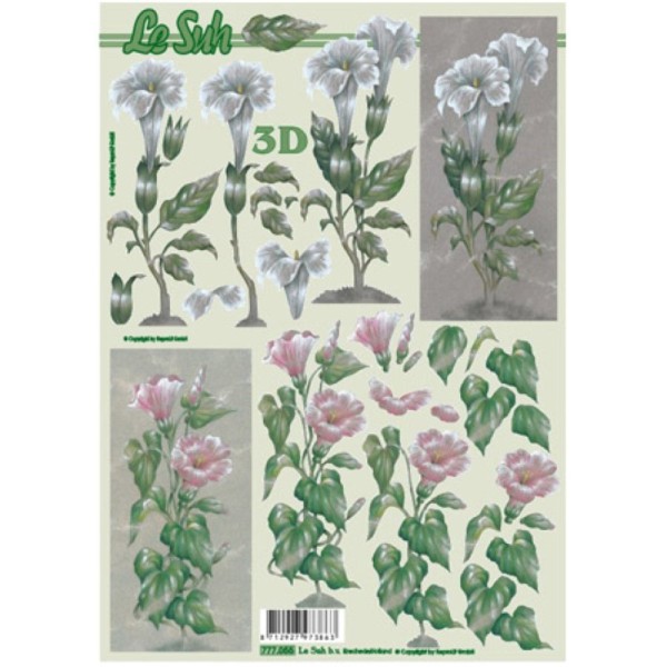 Carte 3D à découper - Fleur blanches/roses - 777055 - Photo n°1