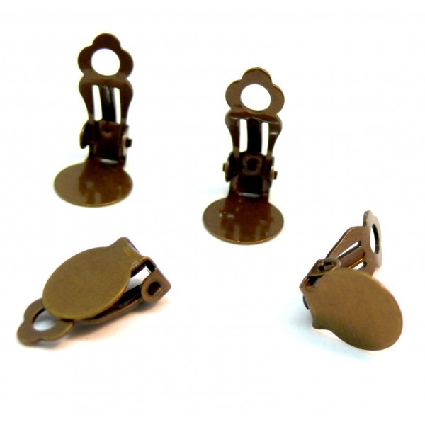 BN111947 PAX 20 supports de Boucle d'oreille clips plateau Lisse 10mm Laiton couleur Bronze - Photo n°1