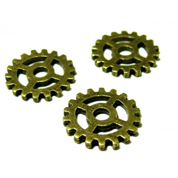 PS1138665 PAX 25 connecteurs pendentifs engrenage steampunk métal couleur Bronze - Photo n°1