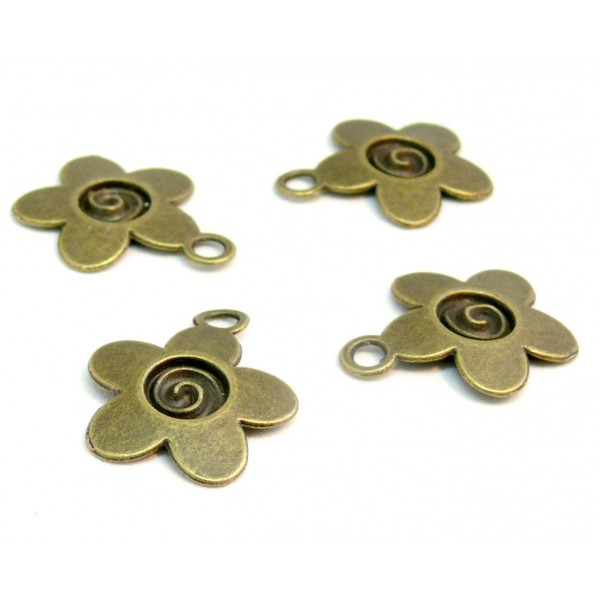 130613085951 PAX 20 pendentifs breloque Fleur Spirales métal couleur Bronze - Photo n°1