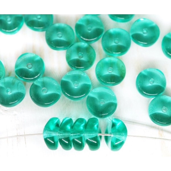 20pcs Crystal Aqua Turquoise Vert Plat Un Trou de la Rondelle Disque de Perles Rondes de Perles de V - Photo n°1