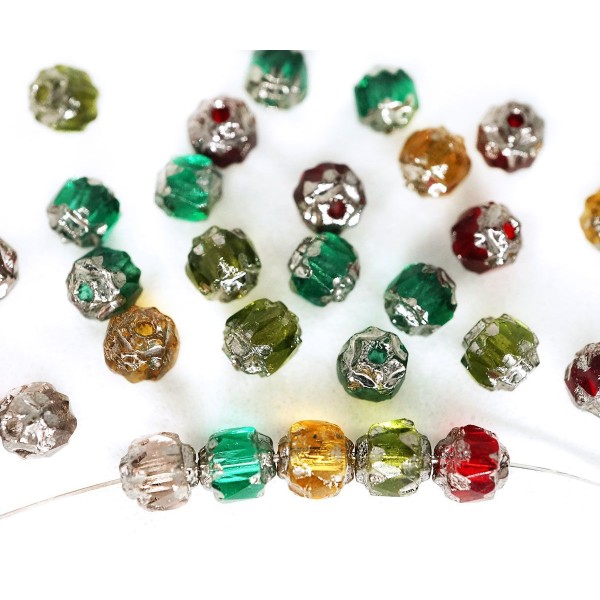 50pcs Cristal d'Argent Mix Cathédrale Facettes Feu Poli Perles de Noël de la Cathédrale de Facettes - Photo n°1