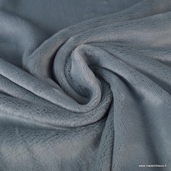 Tissu doudou ultra doux, moelleux et lourd coloris GRIS PERLE - Photo n°1