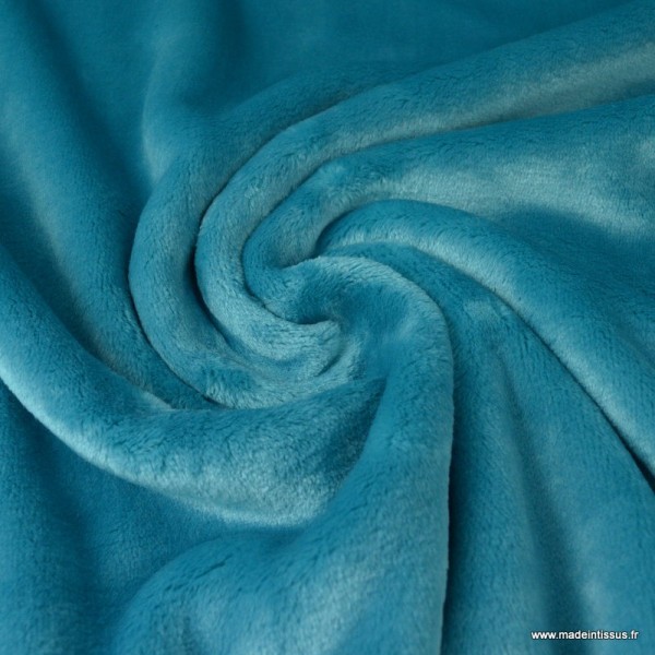 Tissu doudou ultra doux, lourd, Turquoise - Photo n°1