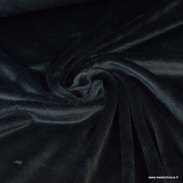 Tissu doudou ultra doux, lourd, noir x1m - Photo n°1