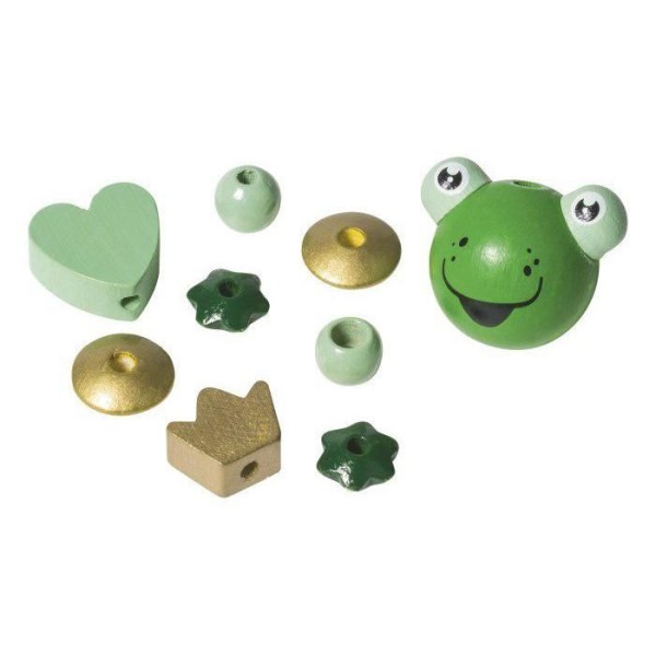 Perles en bois Décoratifs (9pcs) Mélange Vert, Perles de Bois, Perles de Teint, Perles Artisanales, - Photo n°1