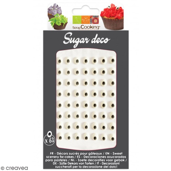 Décoration sucre pour gâteaux - Yeux - 63 pcs - Photo n°1