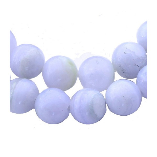Fil de 64 perles rondes 6mm 6 mm en calcédoine bleue rayée - Photo n°1