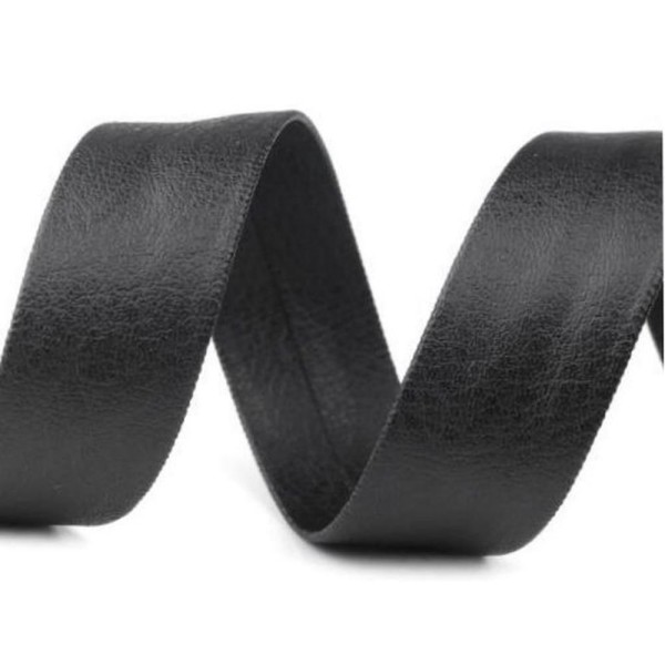 45m Noir Unique Fold Faux Cuir Biais Largeur 15mm, en Simili-cuir Et Suede Rubans, Mercerie, - Photo n°1
