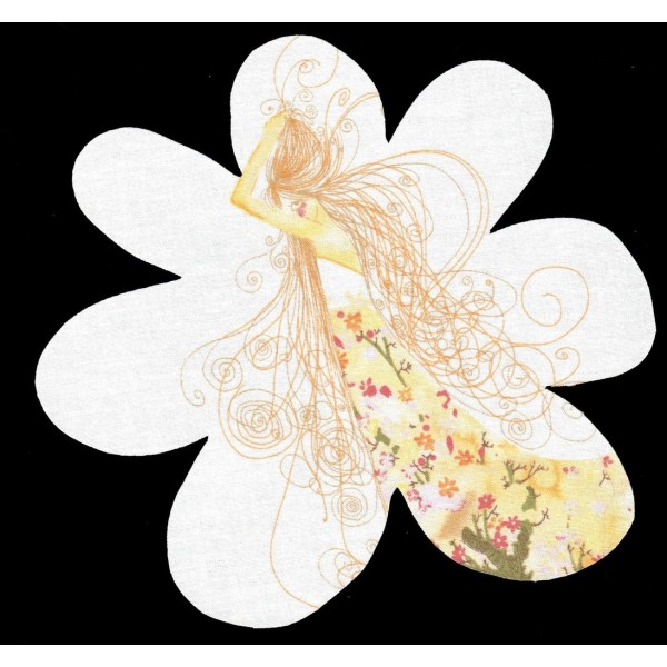 Patch Thermocollant en tissu Fille & Fleurs  Applique à repasser pour scrapbooking ou couture - Photo n°1