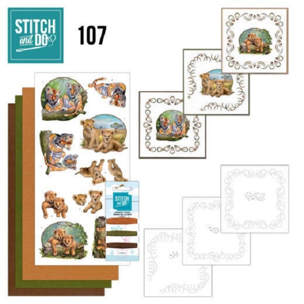 Kit cartes 3D à broder Stitch and Do 107 - Wild Animals - Photo n°1