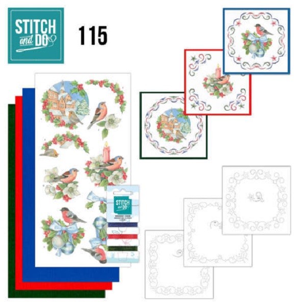 Kit cartes à broder Stitch and do 115 - Christmas Birds - Photo n°1