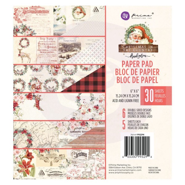 Papier scrapbooking  Prima Marketing - Christmas in the country - 15 x 15 cm - Photo n°1