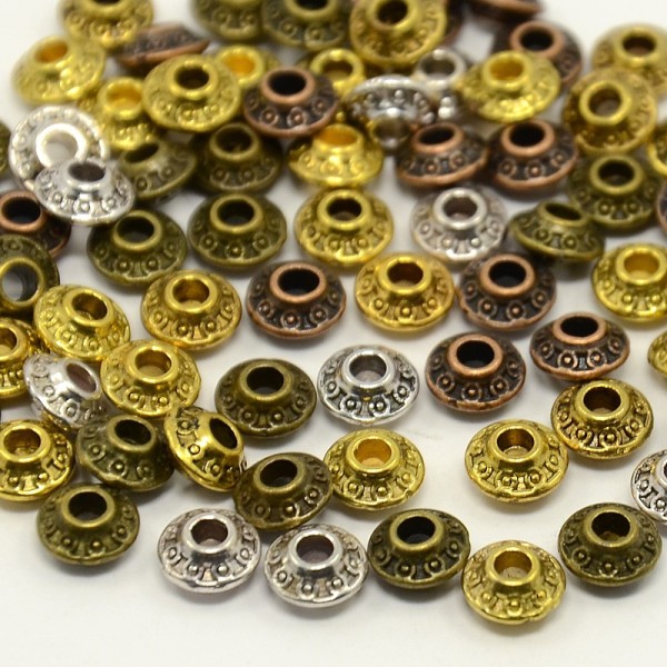 20 Perles en Métal Rondelle Mixte 6,5mm x 3,5mm Tibétain, Bicône - Photo n°1