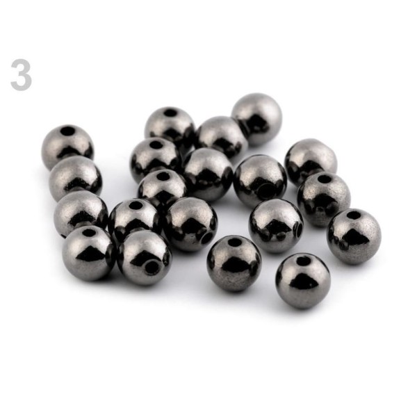 10g 3 Anthracite Perles en Plastique Regard Métallique 8mm, Large Tirant Trou, Et la FIMO - Photo n°1