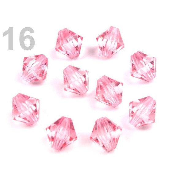 10g 16 - 04 la Lumière en Plastique Rose à Facettes Perles de 8x8mm Soleil - Photo n°1