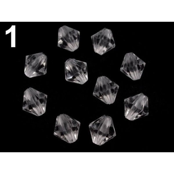 10g 1 - 01 Plastique Transparent à Facettes Perles de 8x8mm Soleil - Photo n°2