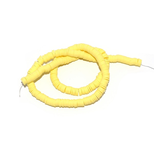 Perle rondelle heishi polymère jaune x380 - Photo n°1