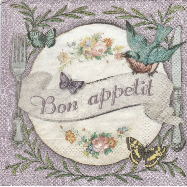 4 Serviettes en papier Cuisine Bon Appétit Format Cocktail Decoupage Decopatch 12509080 Ambiente - Photo n°1
