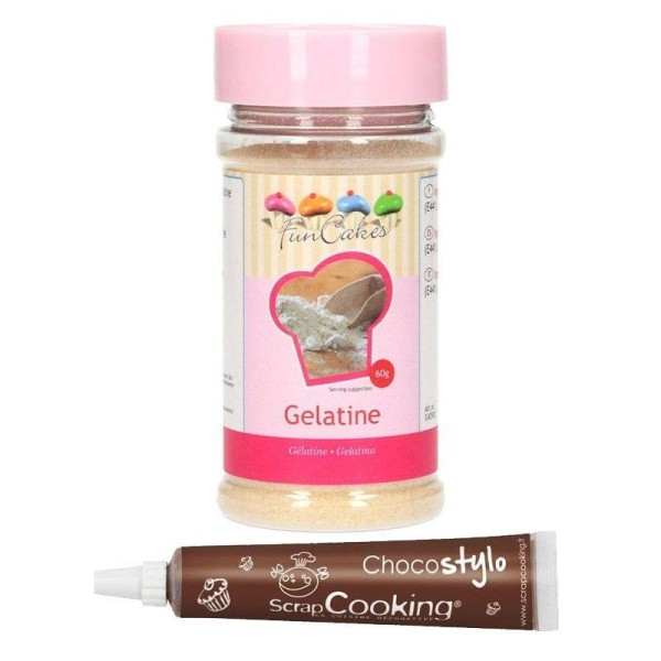 Gélatine en poudre 60 g + Stylo chocolat - Photo n°1