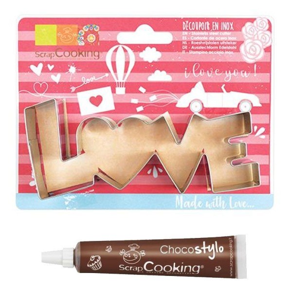 Découpoir à biscuits en inox Love + Stylo chocolat - Photo n°1