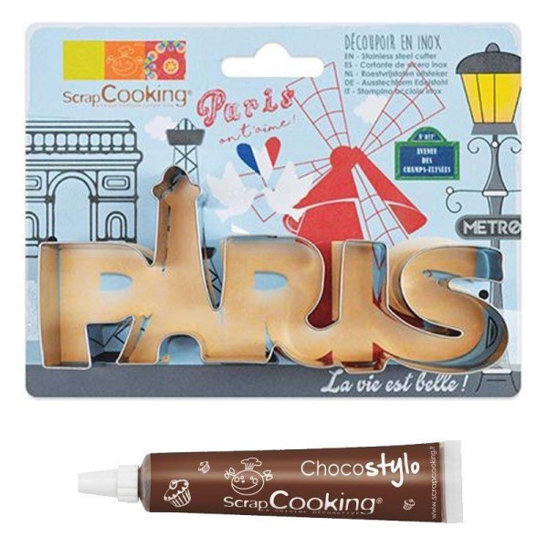 Découpoir à biscuits en inox Paris + Stylo chocolat - Photo n°1