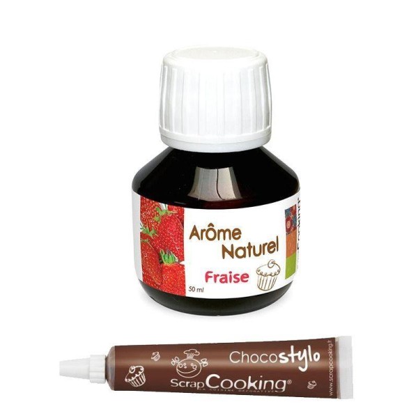 Arôme alimentaire naturel fraise 50 ml + Stylo chocolat - Photo n°1