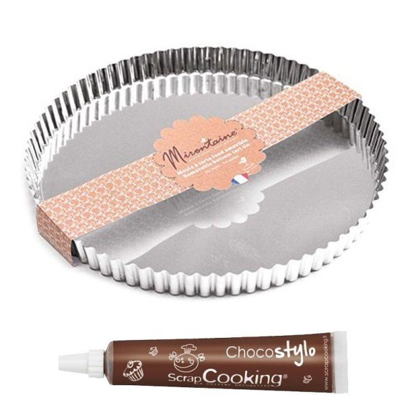 Moule à tarte en fer blanc Ø 30 cm + 1 Stylo chocolat - Photo n°1