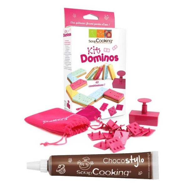Kit Dominos pour biscuits et pâte à sucre + 1 Stylo chocolat - Photo n°1