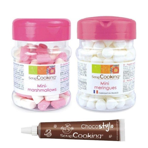 Mini meringues, mini marshmallows et stylo chocolat - Photo n°1