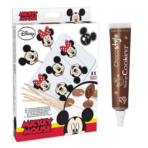 Kit moules à sucettes Mickey & Minnie + 1 Stylo chocolat offert - Photo n°1