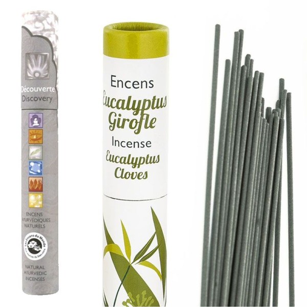 Encens Eucalyptus-Girofle 30 bâtonnets + encens ayurvédique 14 bâtonnets - Photo n°1