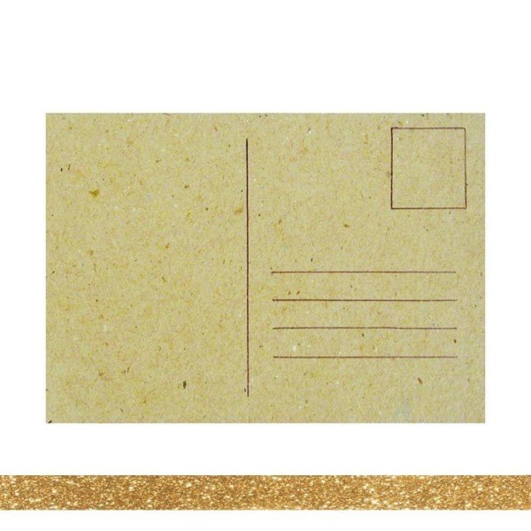 Carte postale à décorer 15 x 10,5 cm + masking tape doré à paillettes 5 m - Photo n°1