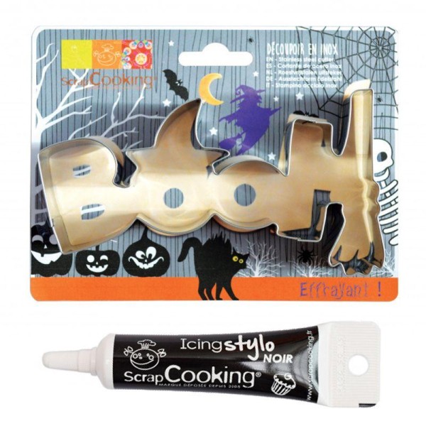 Découpoir à biscuits en inox Booh Halloween + stylo alimentaire noir - Photo n°1