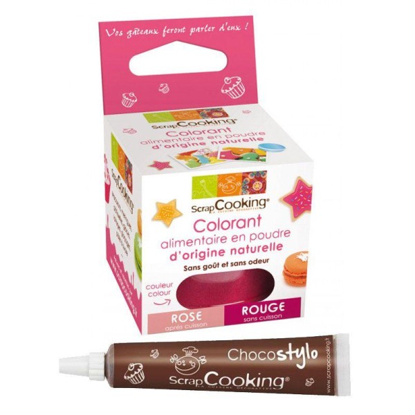 Stylo chocolat + Colorant alimentaire naturel Rouge-rose - Photo n°1