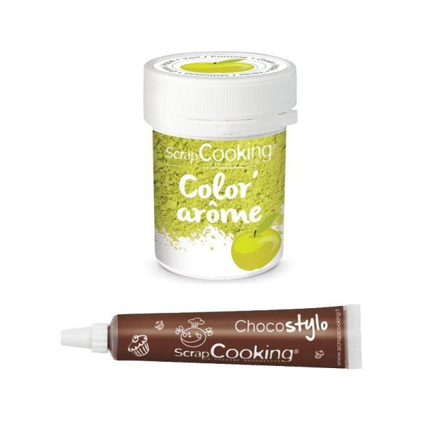 Colorant alimentaire vert arôme pomme + Stylo chocolat - Photo n°1