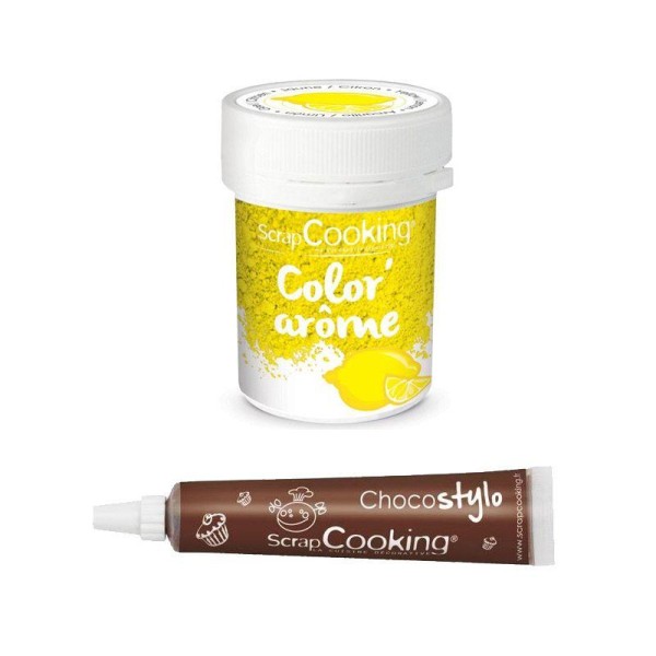 Colorant alimentaire jaune arôme citron + Stylo chocolat - Photo n°1