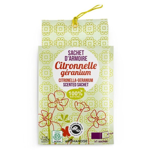 Sachet parfumé d'armoire - Citronnelle-géranium - Photo n°1