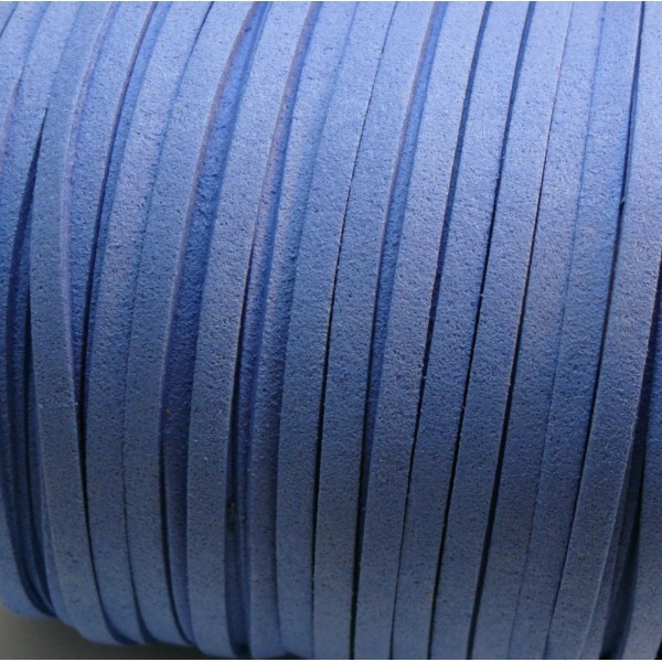 S1130 Lot de 5m de cordon en suédine aspect daim Bleu 5mm - Photo n°2