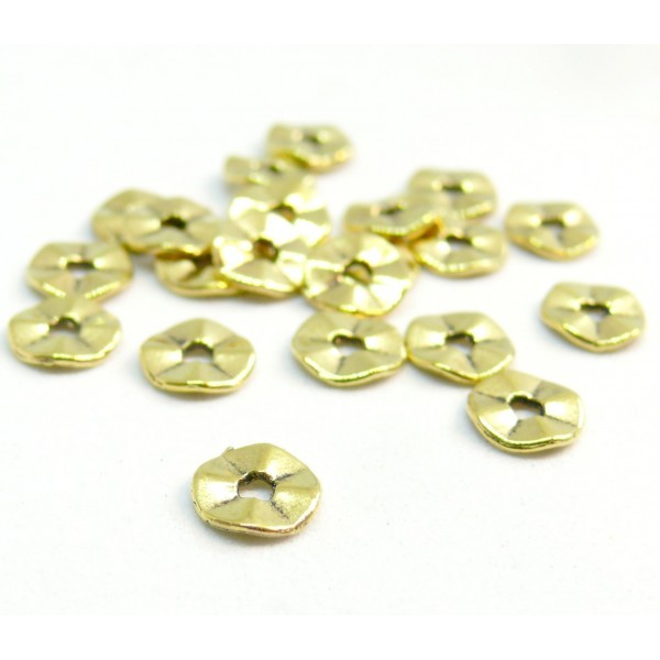 H11101871 PAX 100 petites perles intercalaires plate rondelles 7mm métal couleur Doré - Photo n°1