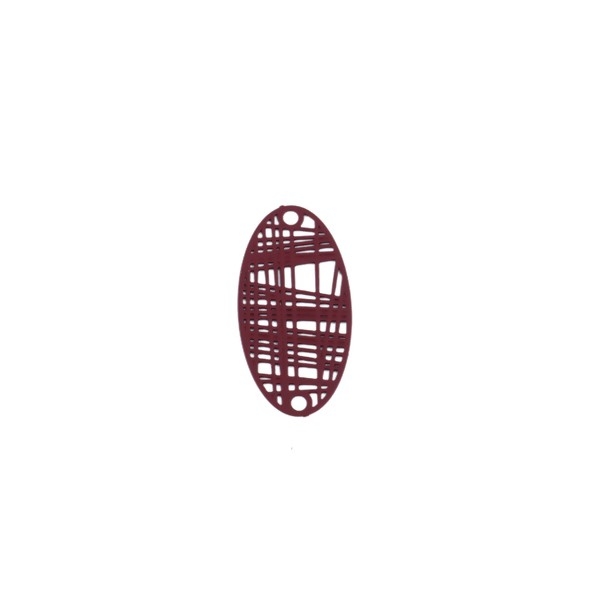 S110204888 PAX 10 Estampes pendentif connecteur filigrane Ovale Futuriste Rouge Bordeaux de 24mm - Photo n°1