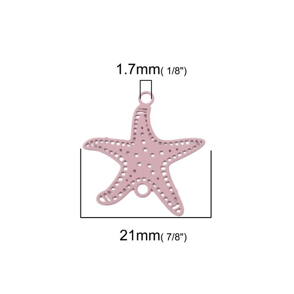PS110204871 PAX 10 Estampes pendentif connecteur Etoile de mer Rose 21mm - Photo n°2