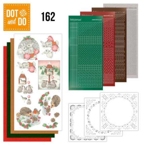 Dot and do 162 - kit Carte 3D - Lapins et hérissons dans la neige - Photo n°1
