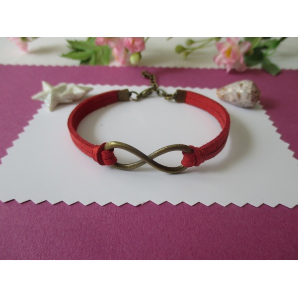 Kit de bracelet suédine rouge brillant et lien infini bronze - Photo n°1