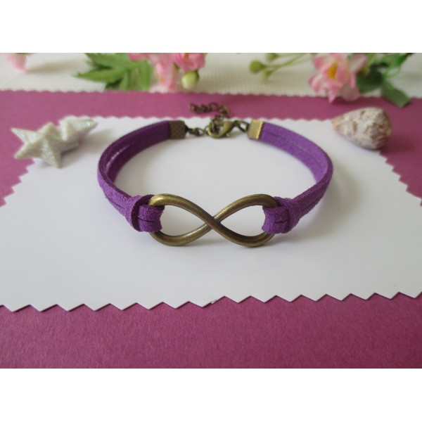 Kit de bracelet suédine violet et lien infini bronze - Photo n°1