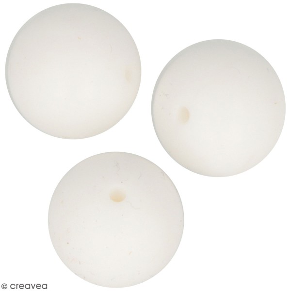 Lot de perles rondes en silicone - 15 mm - Blanc - 3 pcs - Photo n°1