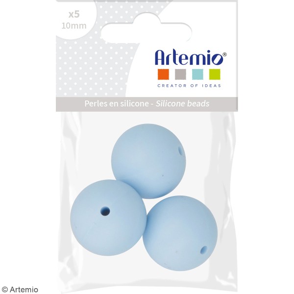 Lot de perles rondes en silicone - 15 mm - Bleu Pastel - 3 pcs - Photo n°2